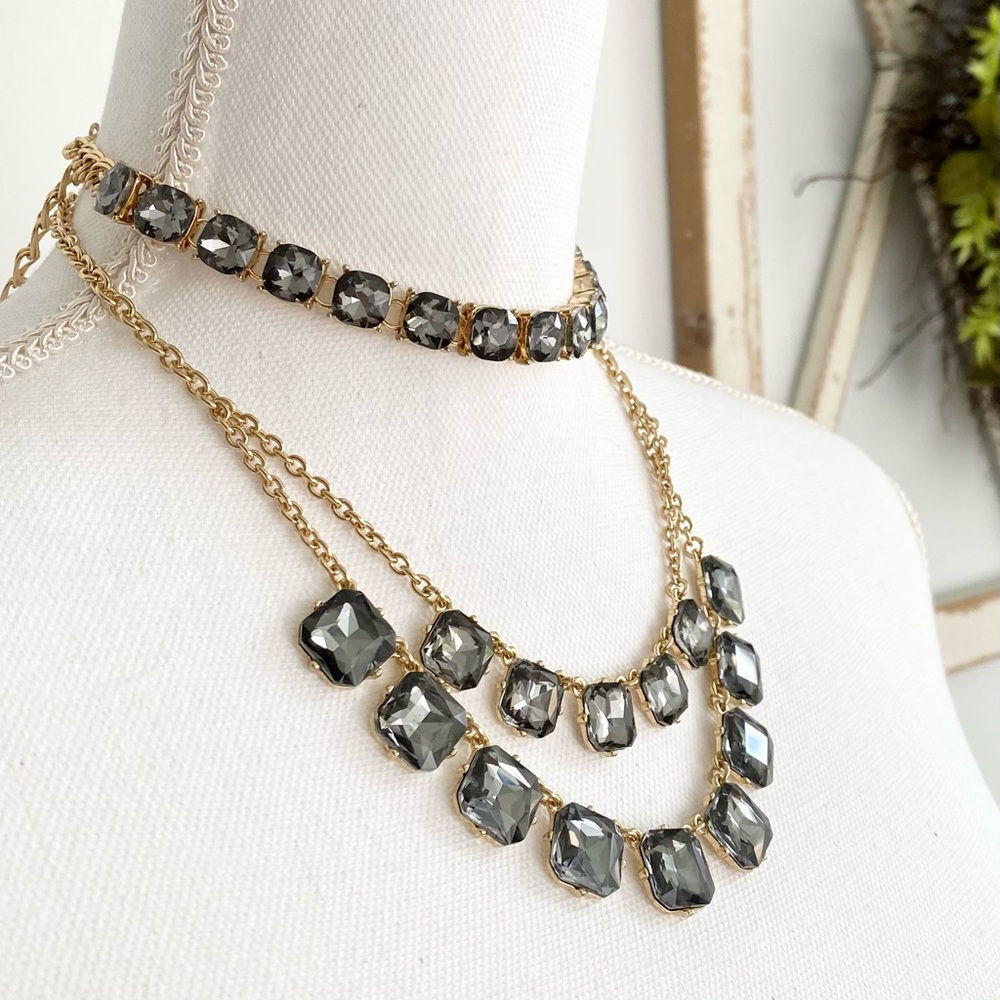 Francesca’s Gray Faceted Large Rhinestone …